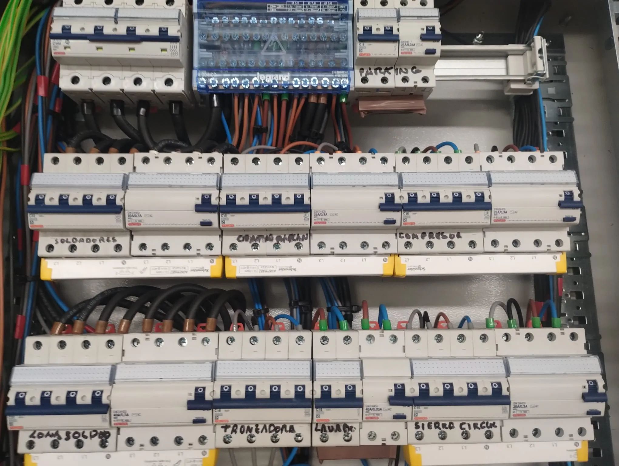 Cuadro eléctrico de un local, con el cableado ordenado