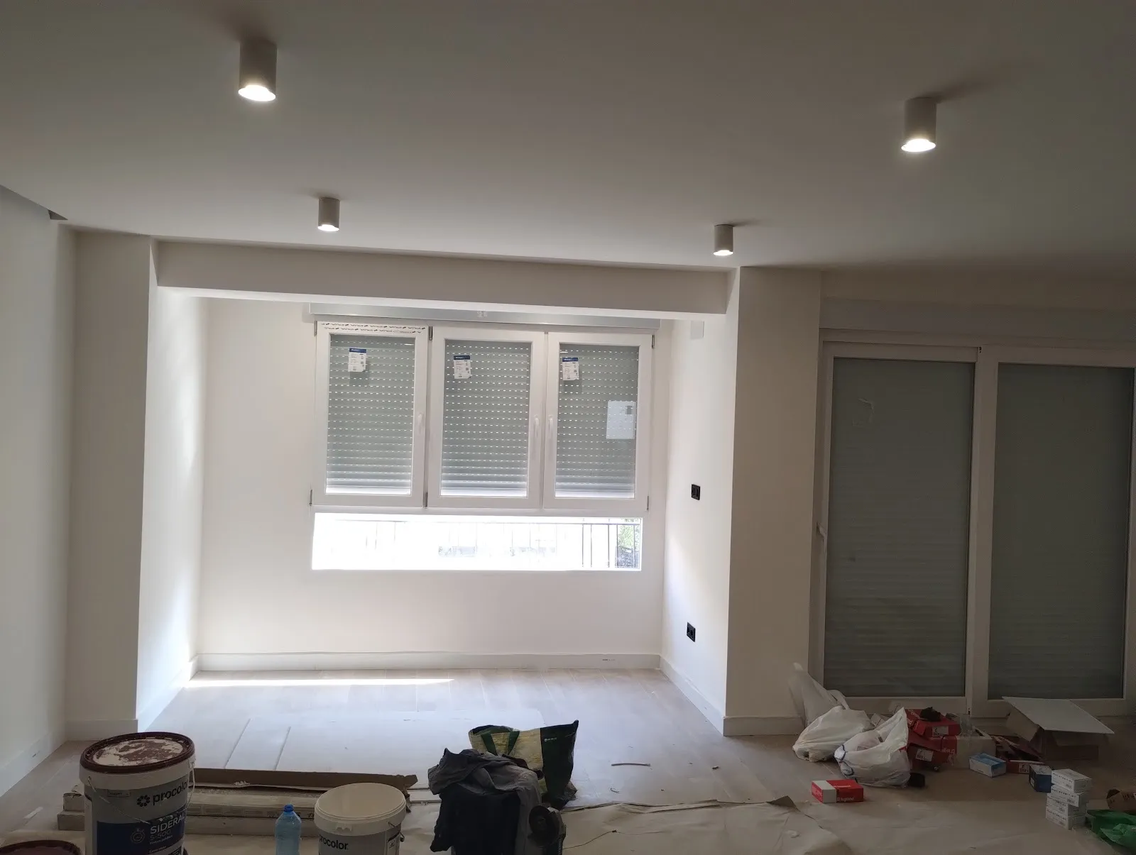 Living room with recessed LED spotlights